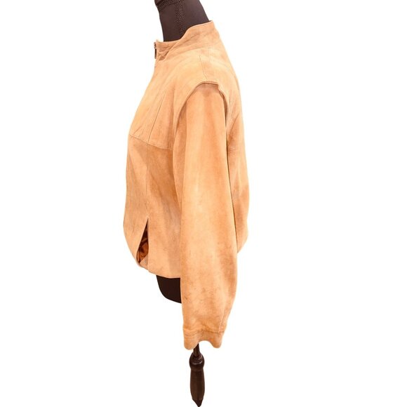 Vintage Leather by New England Classic Money Camel Leather Bomber Moto Jacket M - Picture 3 of 13